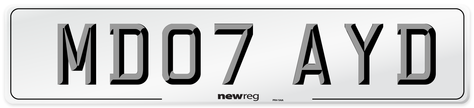 MD07 AYD Number Plate from New Reg